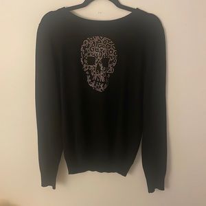 Romeo and Juliet Couture L Black Sweater with skeleton..perfect for Halloween!